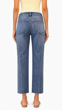 1822 Denim - Silk Ankle Straight Jeans With Seam Detail