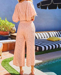 Bucketlist - Peachy Eyelet Crop Top And Pants Set
