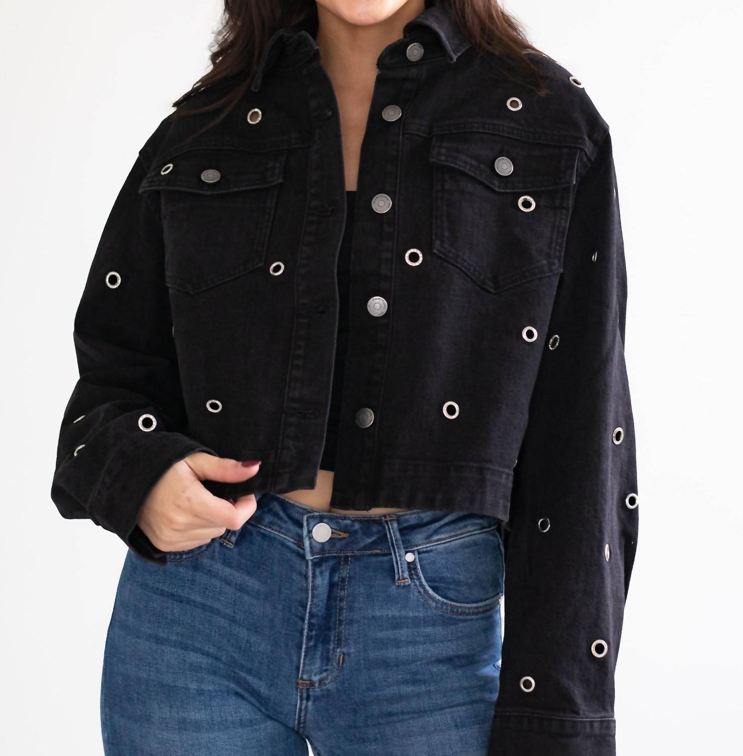 Habitual - Embellished Cropped Swingy Oversized Jacket