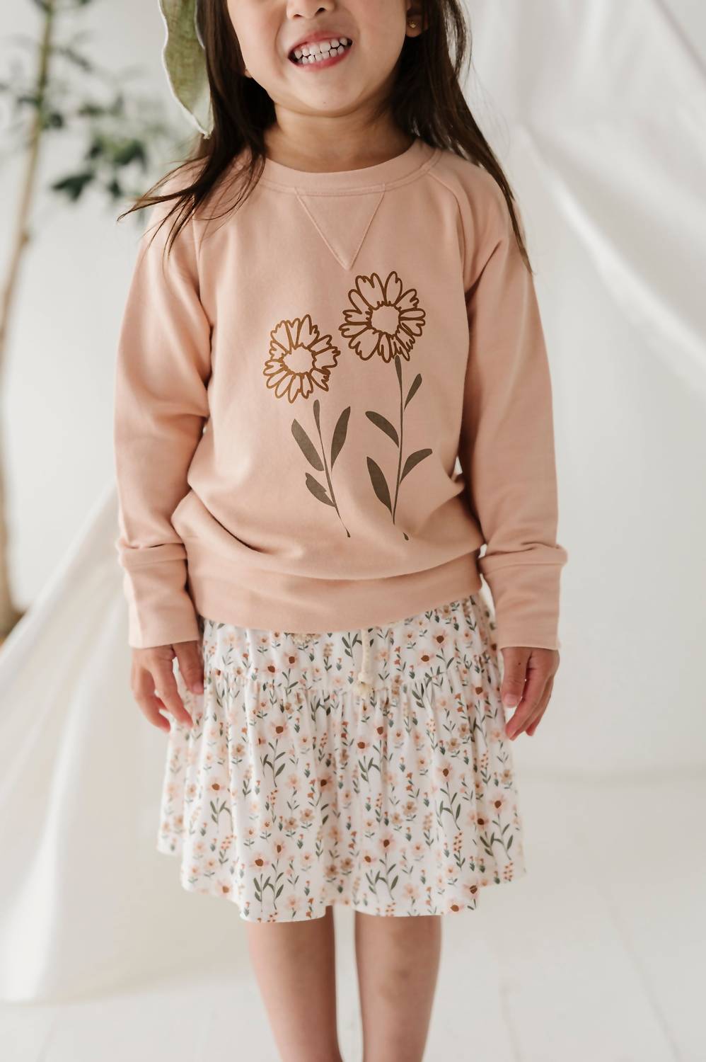Babysprouts - Girls Handrawn Floral Bamboo Raglan Sweatshirt