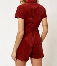 Blue Blush - Corduroy Zippered Romper