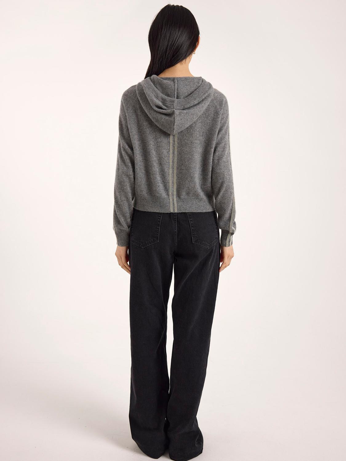 Brodie Cashmere - Bree Beaded Sleeve Cashmere Hoodie