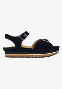 L'amour Des Pieds Women's Vardant Kid Suede Leather Sandal in black - women's sandal