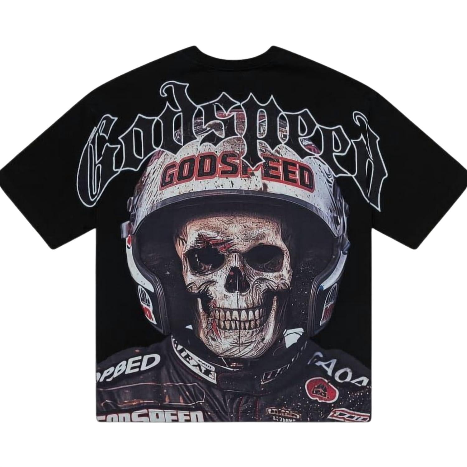 GODSPEED NEW YORK Men’s Crash Out Graphic T-shirt in black - men's t-shirt - detail view