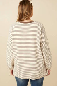 Hayden La - Soft Stripe Knit Contrast Top - Plus