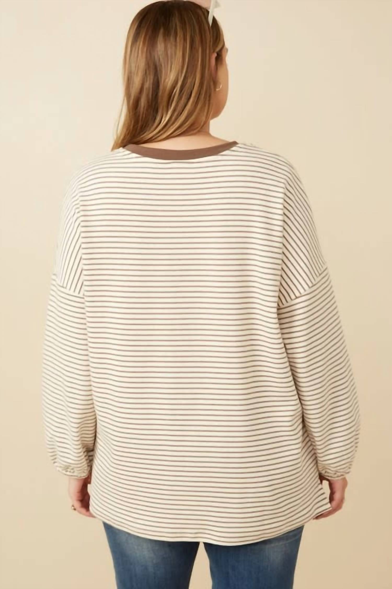 Hayden La - Soft Stripe Knit Contrast Top - Plus