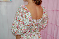 Peach Love - Sabrina Poplin Puff Sleeve Floral Maxi Dress