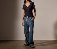 JAMES PERSE Casual Tee With Reverse Binding in deep - women's t-shirt