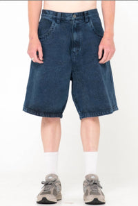 Rusty Flip Daddy Tapeless Jort in overdyed blue - men's shorts
