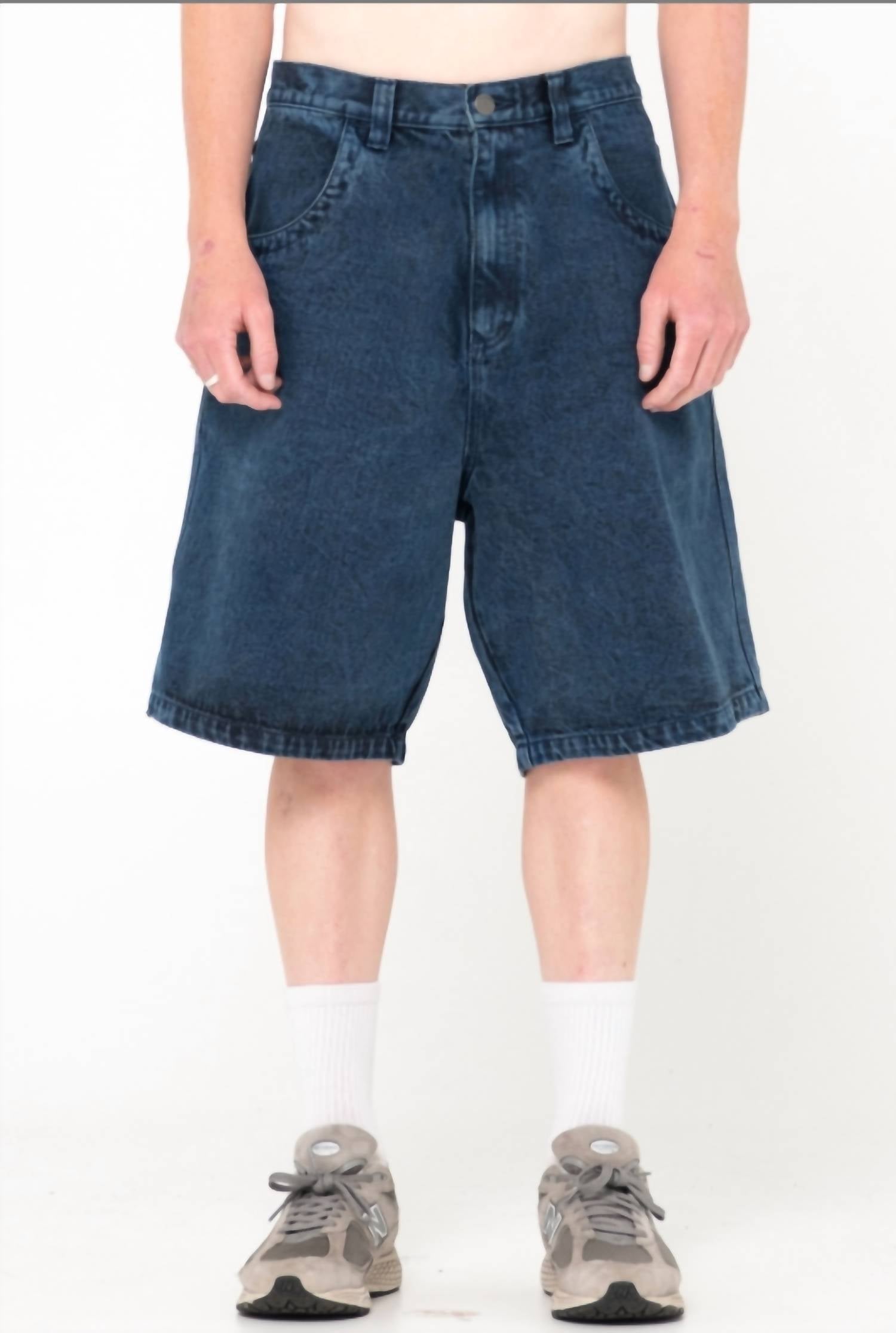 Rusty Flip Daddy Tapeless Jort in overdyed blue - men's shorts