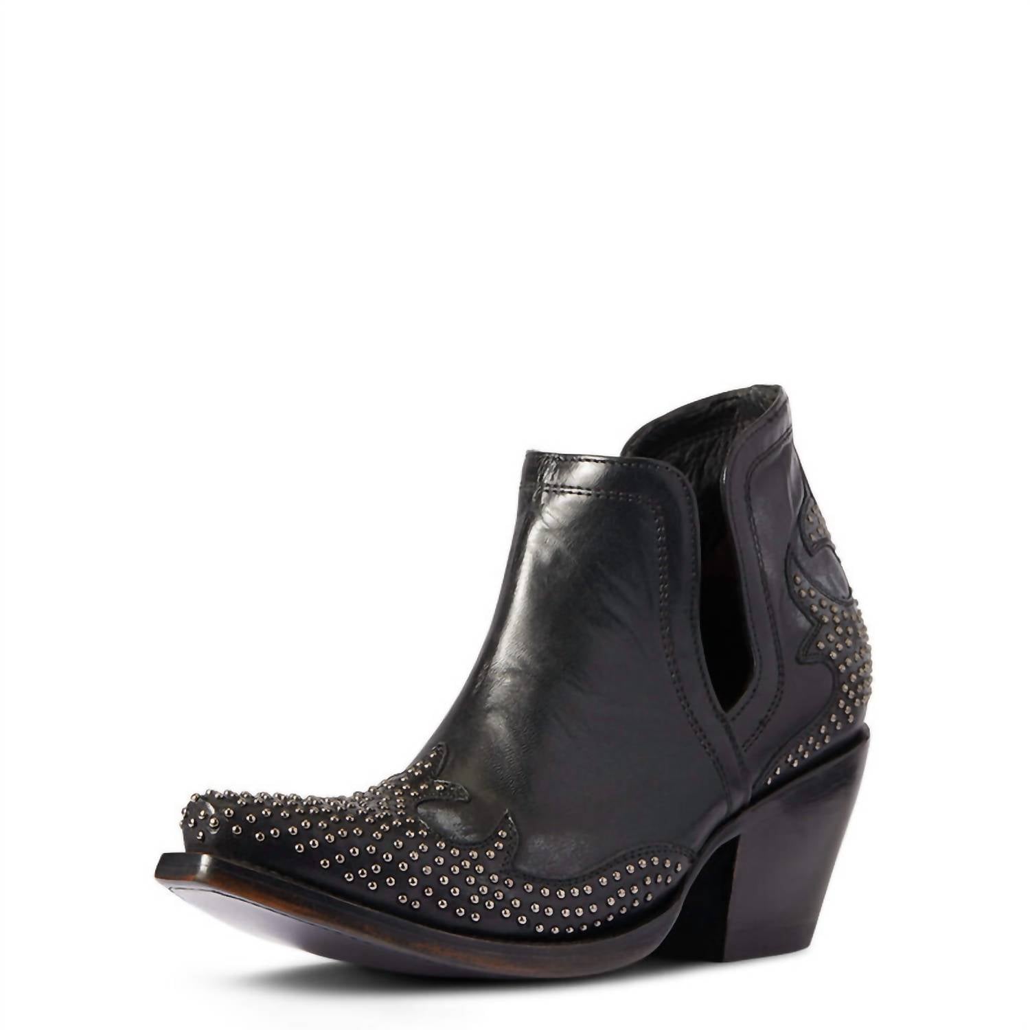 ARIAT Women's Dixon Studded Wingtip Western Bootie in true black - women's shoe - alternate view