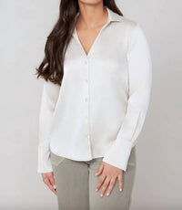 Renuar Woven Button Down Blouse in oyster - women's blouse