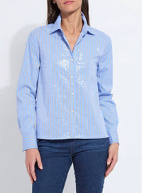 Lysse Sequin Shirting in luminous - women's shirt