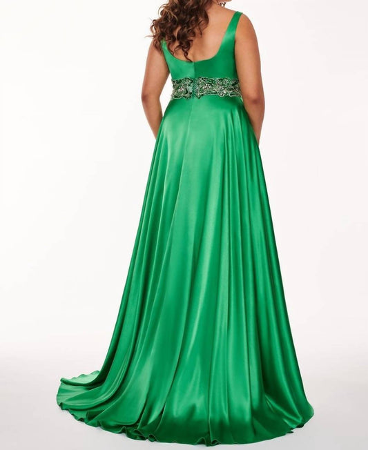 Rachel Allan - Stretch Satin Empire Waist Prom Gown