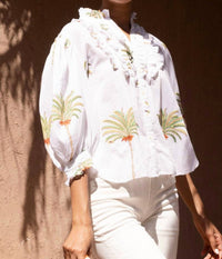 Oliphant - Ruffle Front Button Blouse