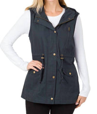 Zenana - Drawstring Waist Hoodie Vest