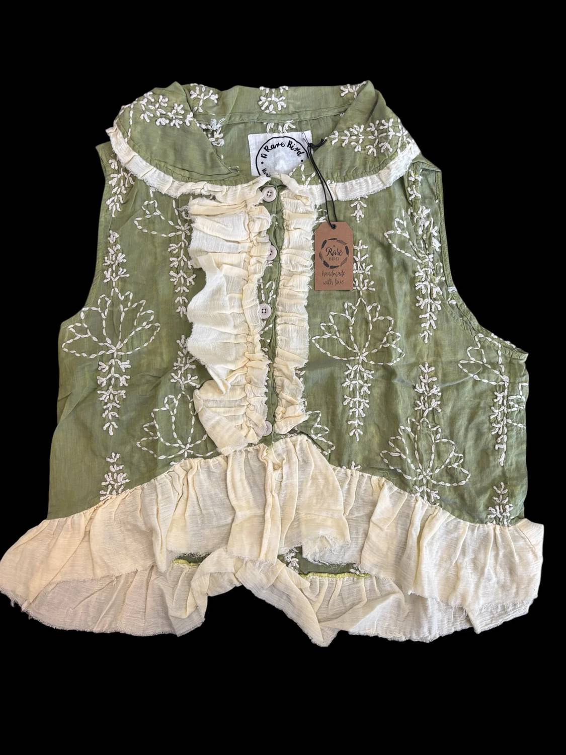A Rare Bird - Women's Embroidery Ruffle Vest
