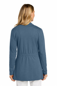 Port Authority Women’s Breakwater Open Cardigan in dusk blue - women's cardigan - detail view