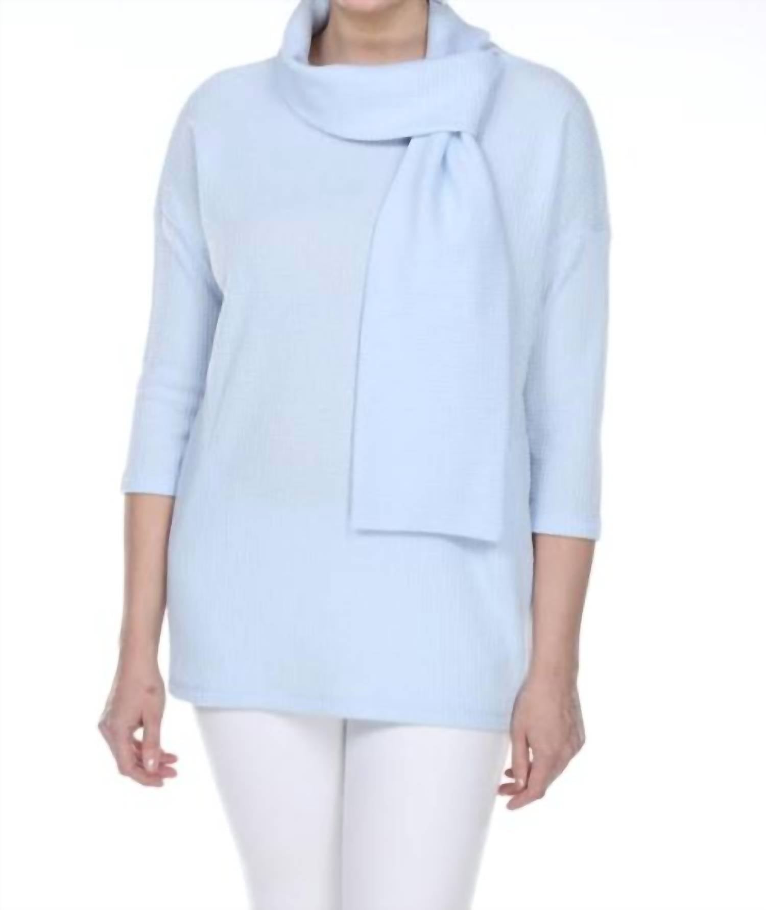 Terra - Waffle Knit Tie Neck Top