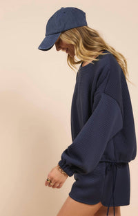 Sadie & Sage - Pastime Textured Terry Side Tie Pullover