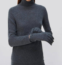 JONATHAN SIMKHAI Dita Cashmere Gloved Turtleneck Sweater in charcoal melange - women's sweater - view 4