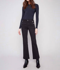 Charlie B - Flare Leg Stretch Twill Pants With Buttons