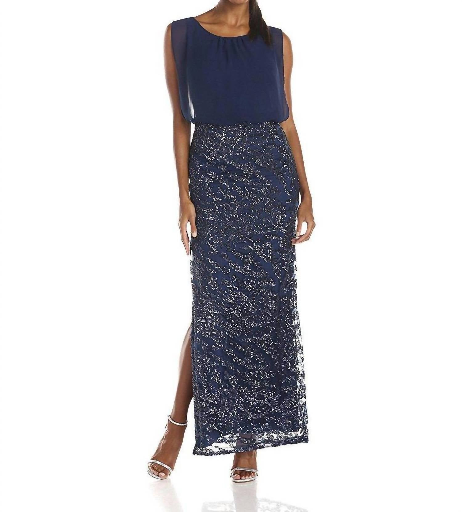 Aidan Mattox - Overlay Sequined Long Evening Dress