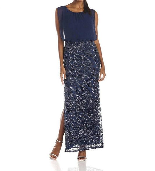 Aidan Mattox - Overlay Sequined Long Evening Dress