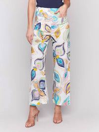 Charlie B - Printed Cropped Linen Blend Pants