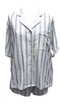 QUEEN OF SPARKLES Rhinestone Stripe Pajamas Set in white - women's intimate - view 5