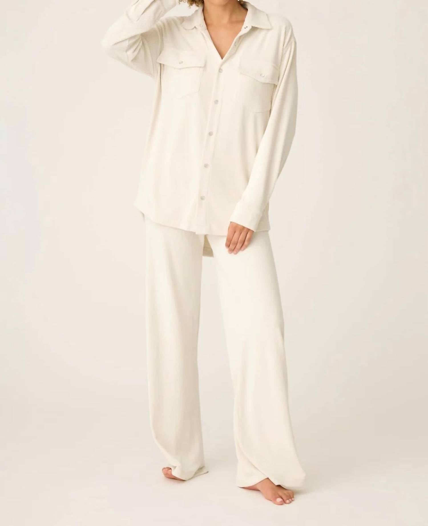 PJ Salvage Craving Corduroy Long Sleeve Button Up Shirt in natural - women's intimate - view 5