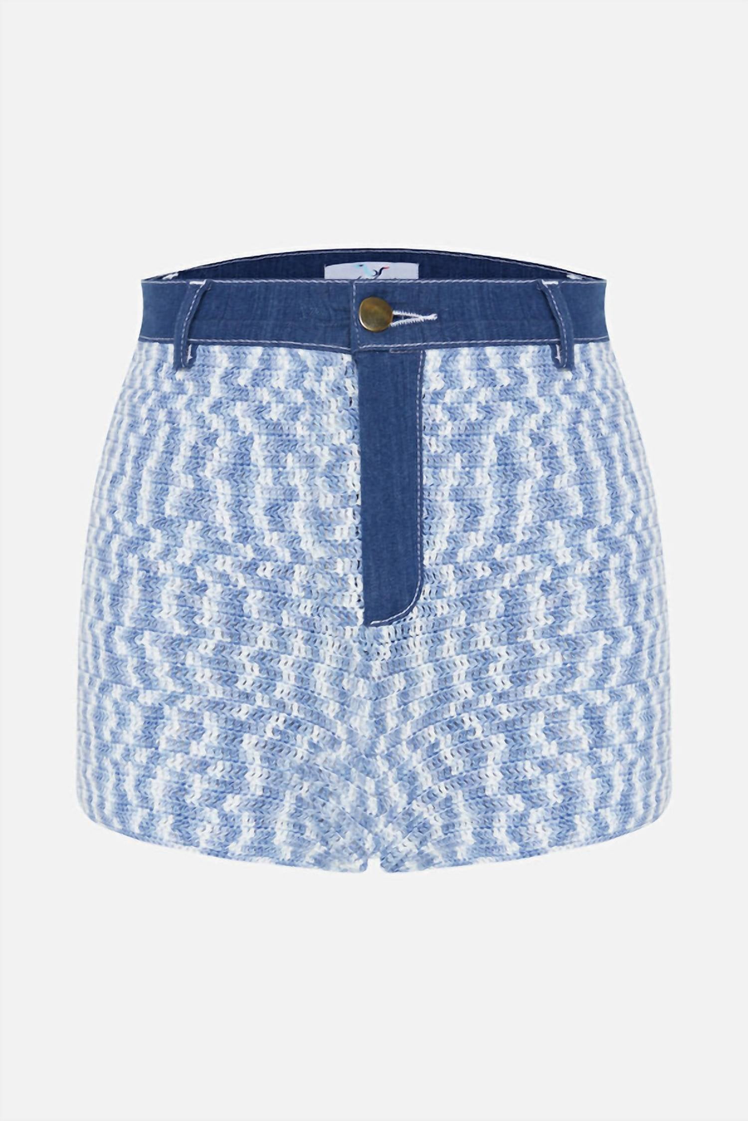 My Beachy Side Muse Crochet Mini Shorts in blue white - women's shorts - view 4