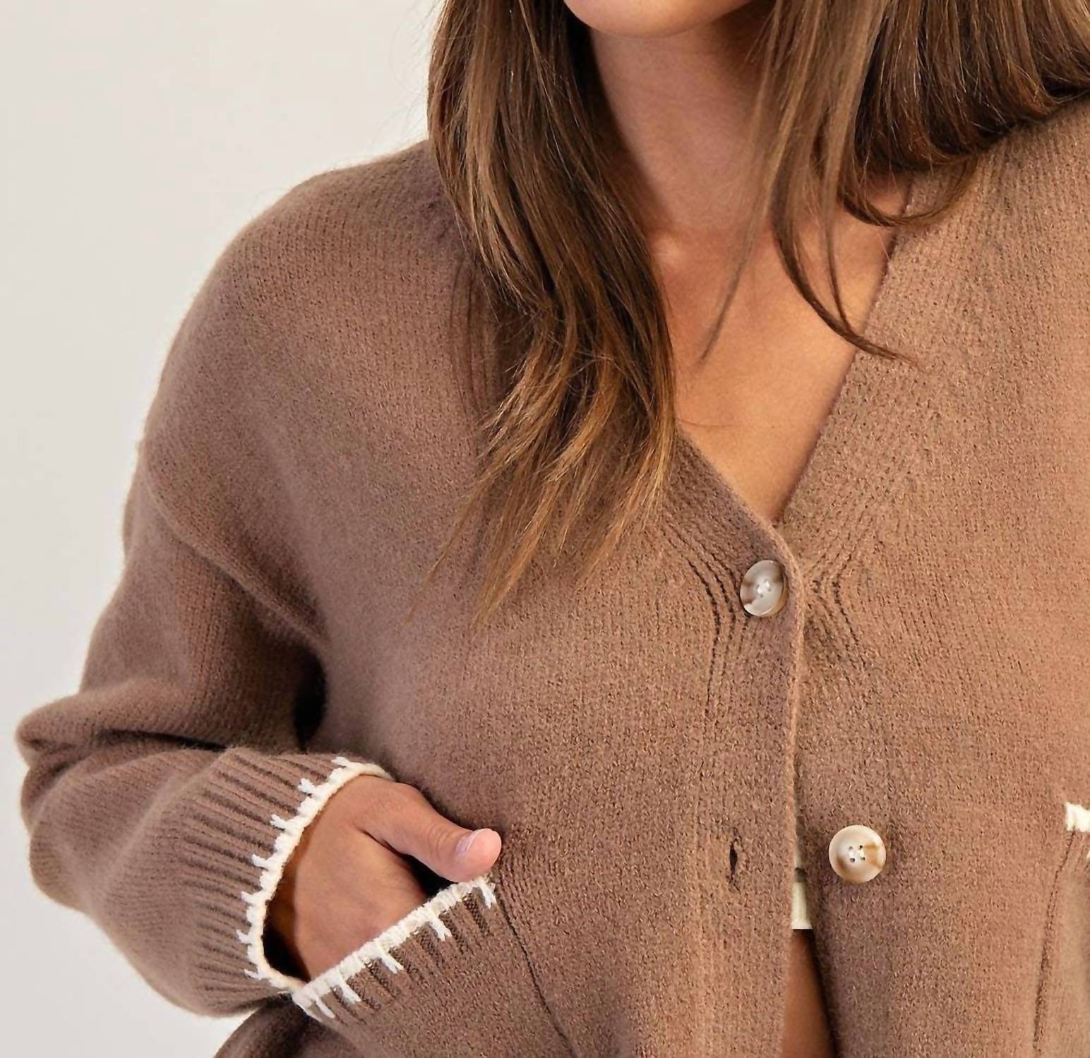 Peace Love Line - Button-Down Stitch Cardigan