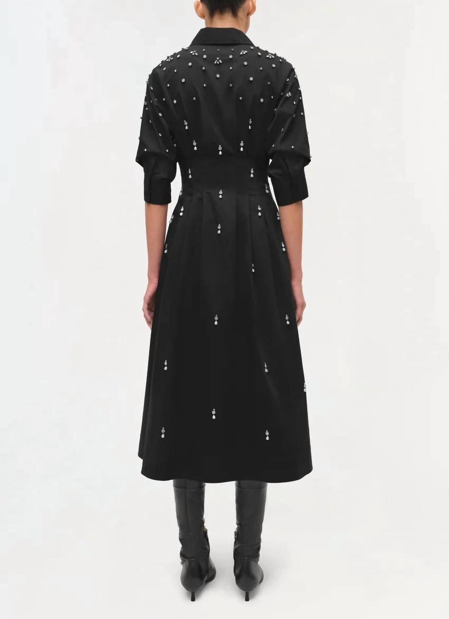 SIMKHAI Jazz Embellished Midi Dress in black - women's dress - detail view