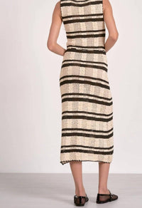 Elan - Striped Crochet Knit Midi Dress