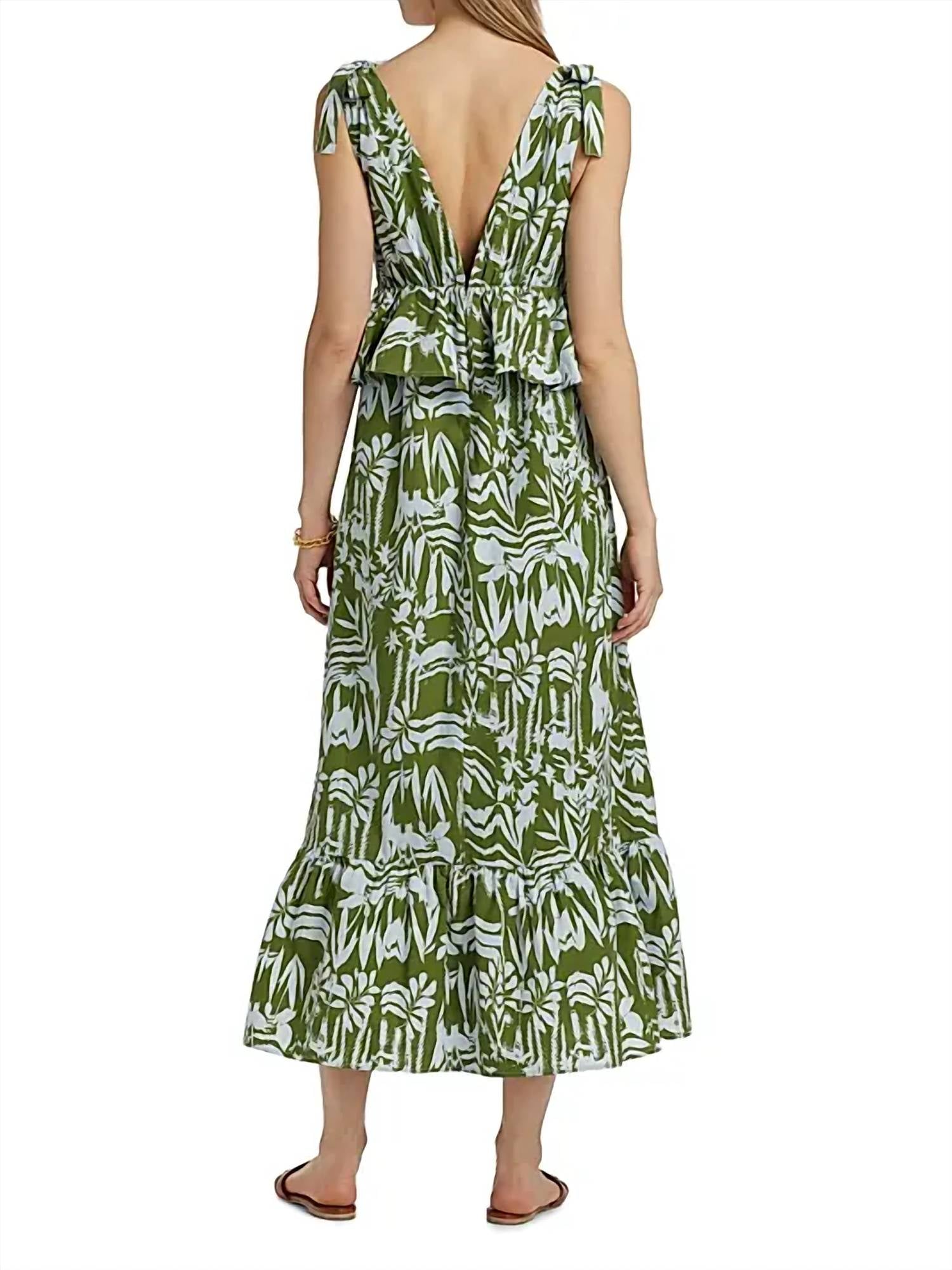 Marie Oliver - Whitley Floral Tie-shoulder Peplum Midi Dress