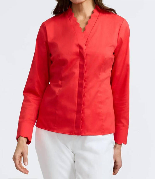 Foxcroft - Scalloped trim button down