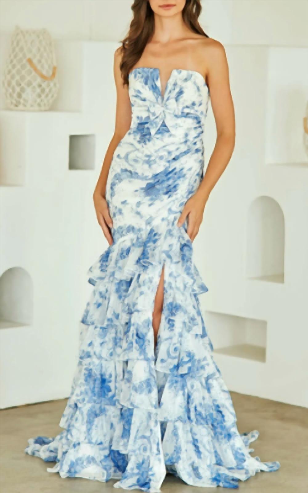 Amelia Couture - Strapless Ruffled Full-Length Dress