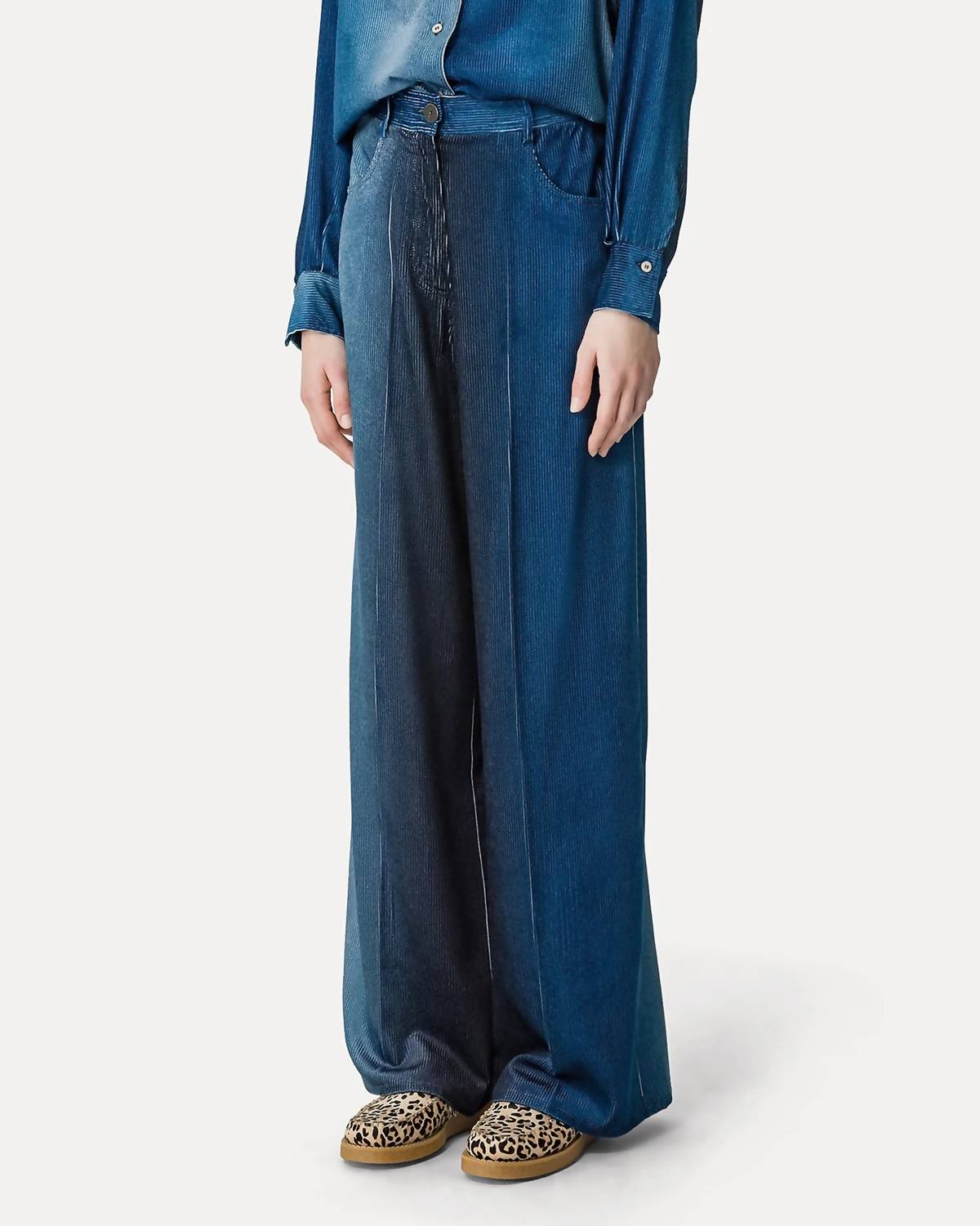 Forte Forte - Degrade Denim Velvet Wide Leg Pant