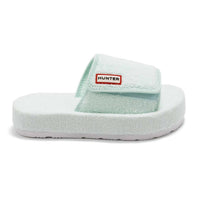 HUNTER Women's Original Terry Towelling Logo Slides in spearmint - women's shoe - detail view