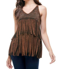 T-Party - Women's Mineral Wash Fringe Side Top
