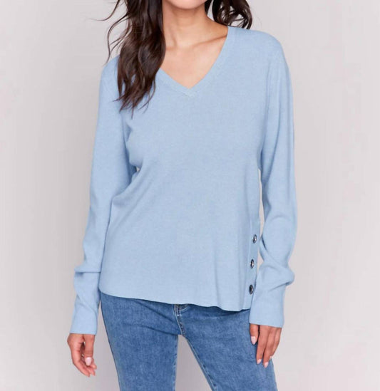 Charlie B - V-Neck Sweater w/Side Slit