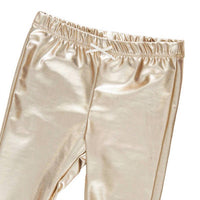 PINK CHICKEN Kid's Lame Leggings in light gold - kids' leggings - alternate view
