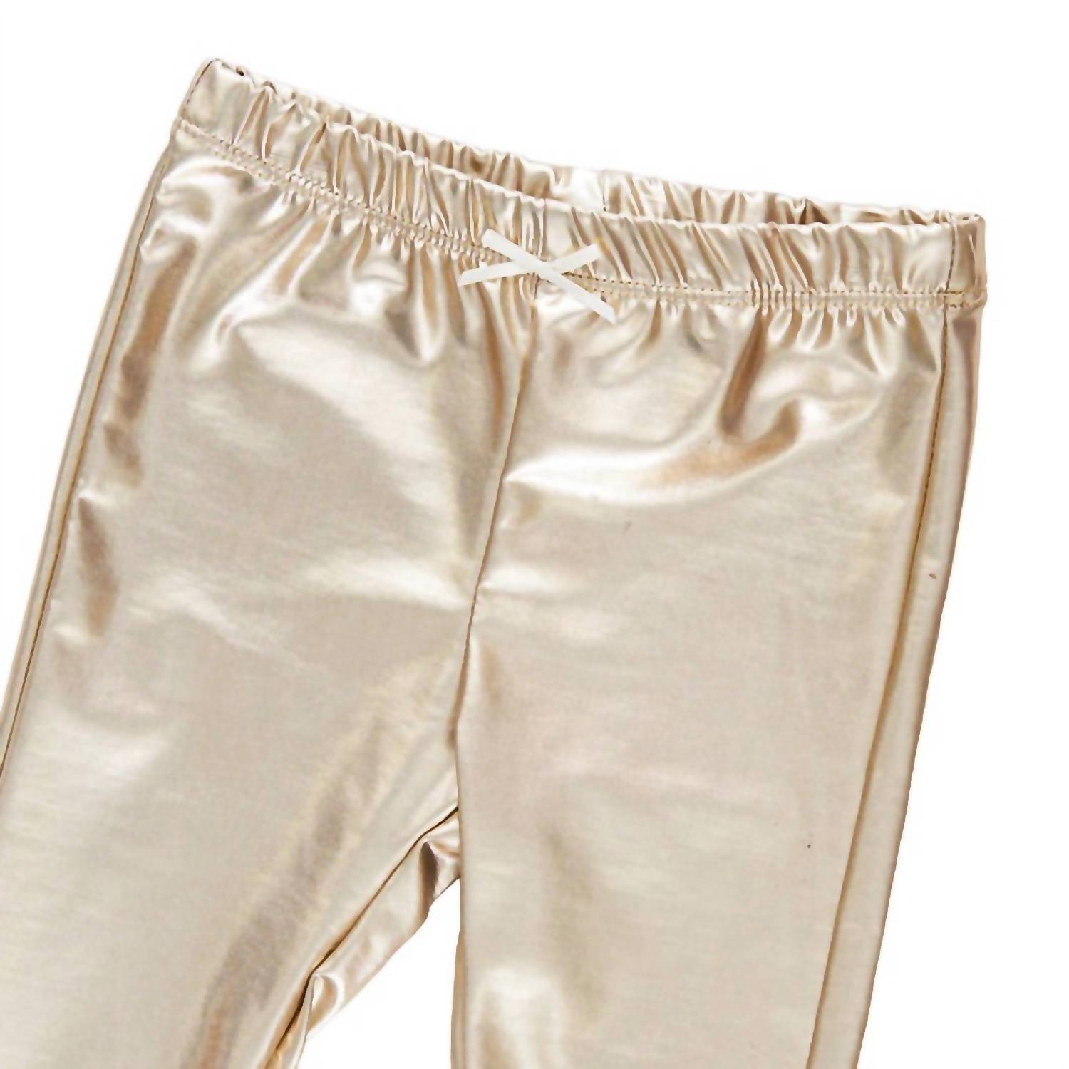 PINK CHICKEN Kid's Lame Leggings in light gold - kids' leggings - alternate view