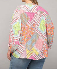 Fate - Good Vibes Patchwork Print Curvy Top