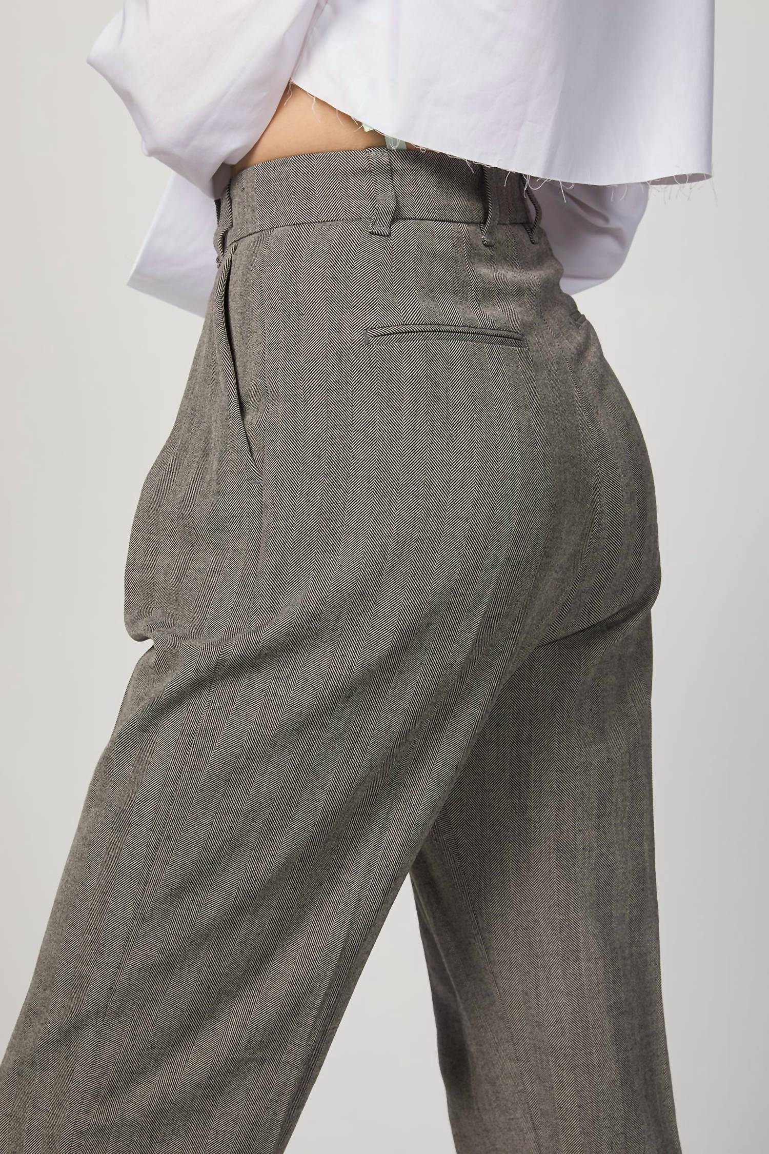HERRINGBONE SUIT PANTS