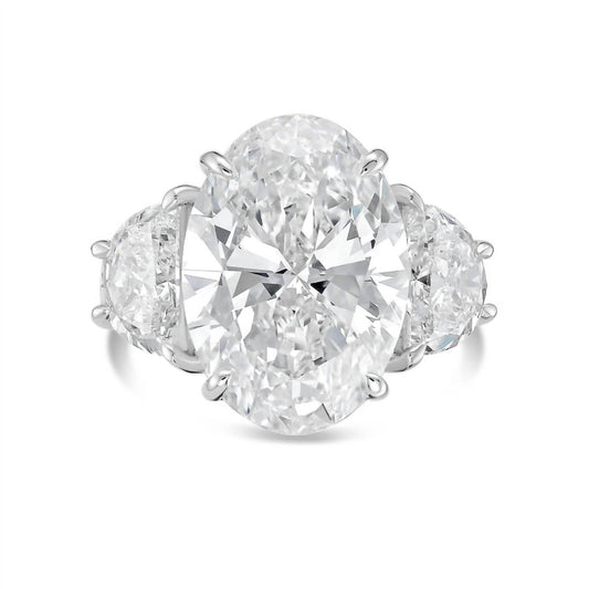 Diana M Jewels - 8.00 Ct Oval Lab-grown Diamond Ring With 1.00 Ct Half Moon Accents