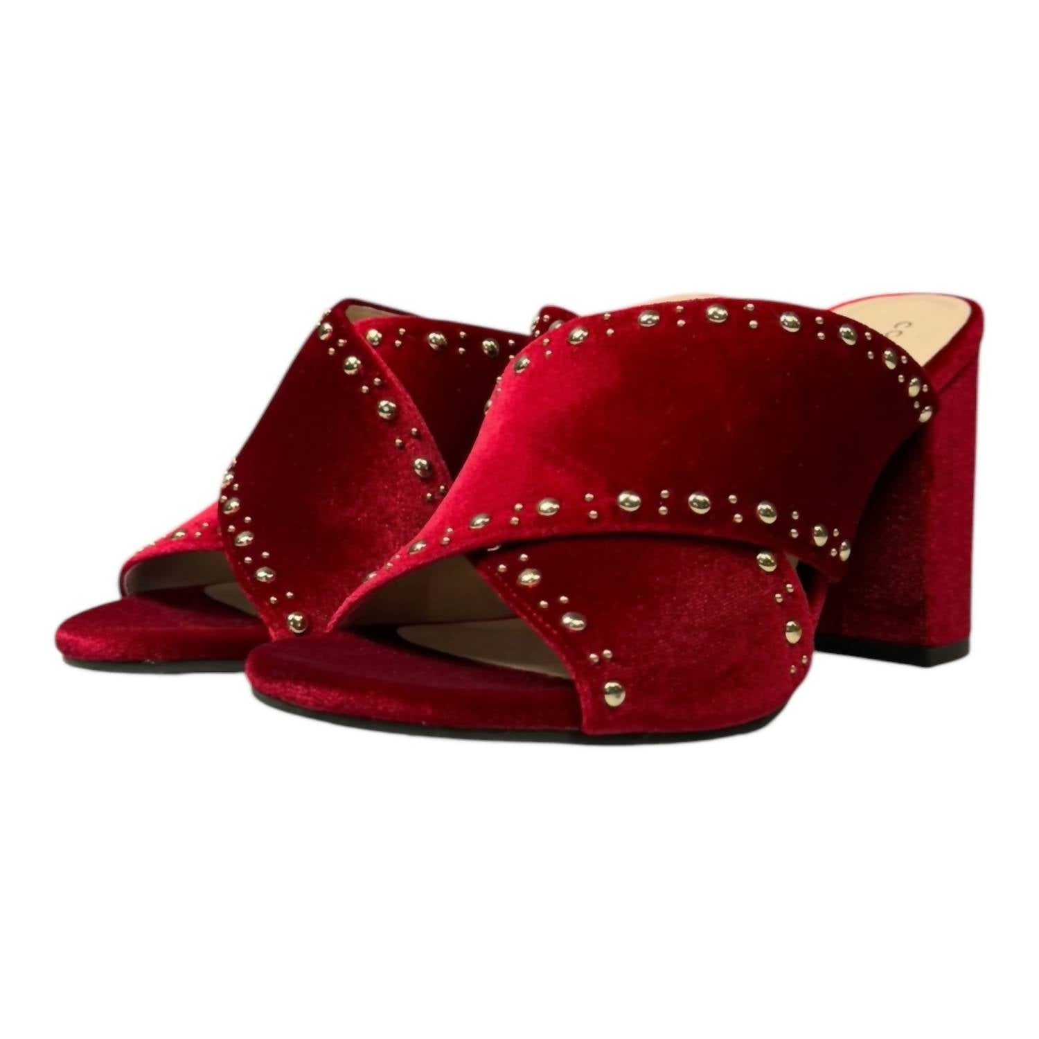 COLE HAAN Women's Gabby Studded Slip-on Sandals in red velvet - women's sandal