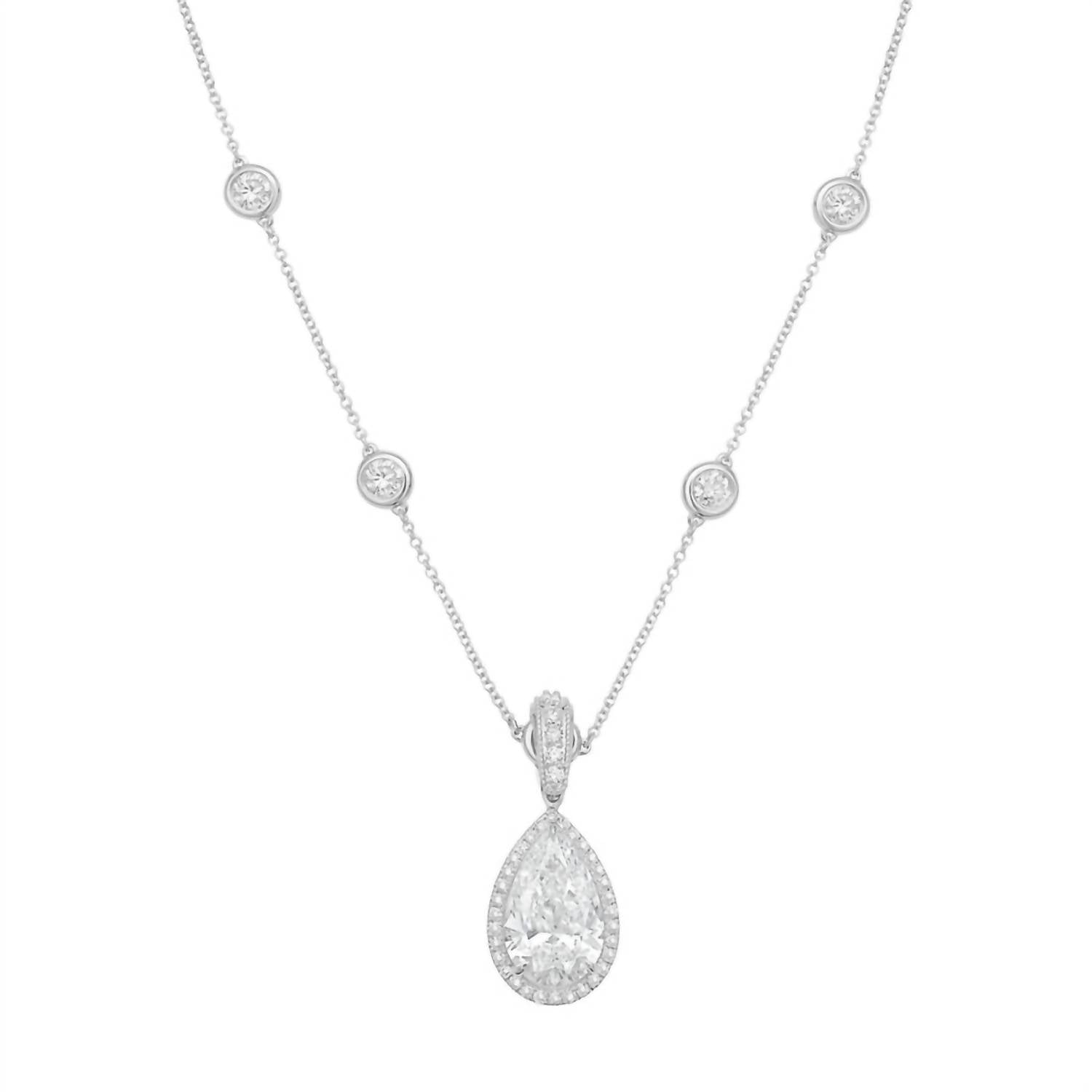 Diana M Jewels - Women's Pear & Round Lab-Grown Diamond Pendant Necklace (12.00 Ct) - Luxe
