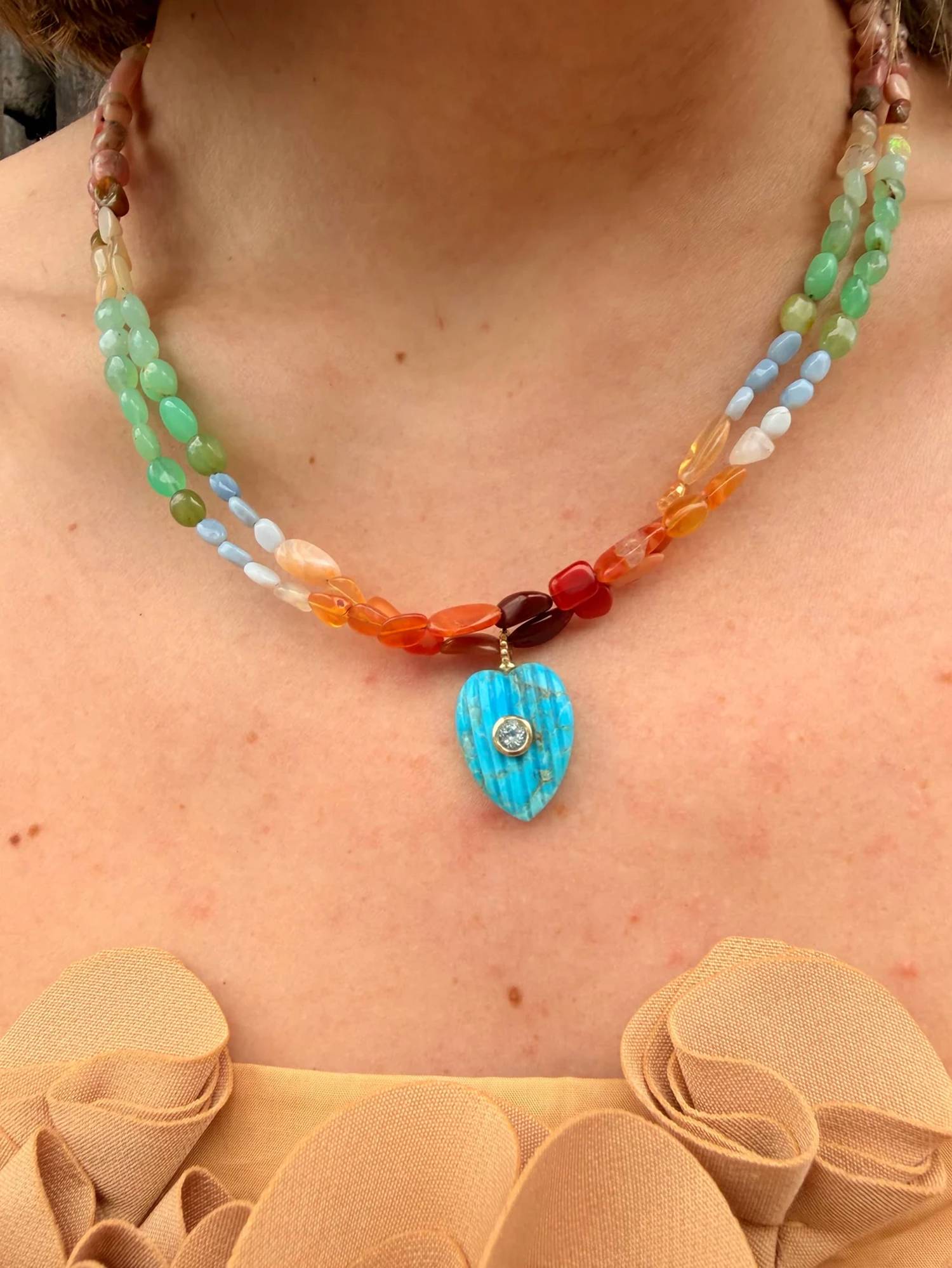 Joy Dravecky - Women's Heart Of Summer Opal Necklace